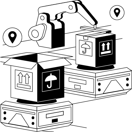 Illustration of smart manufacturing automation with robots, IoT sensors, and predictive maintenance improving efficiency and product quality.
