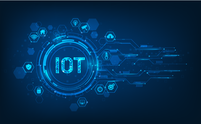IoT solutions connecting devices, enabling real-time monitoring, and automating processes for smarter business operations.