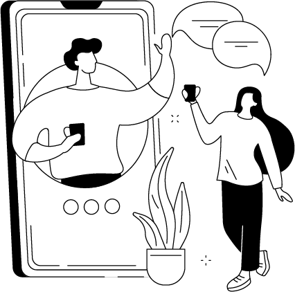 Illustration showing mobile app solutions by WebNX, highlighting native and cross-platform apps, seamless UX, offline access, security, and responsive design.